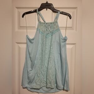 Vanity Light Blue Lace Tank Top